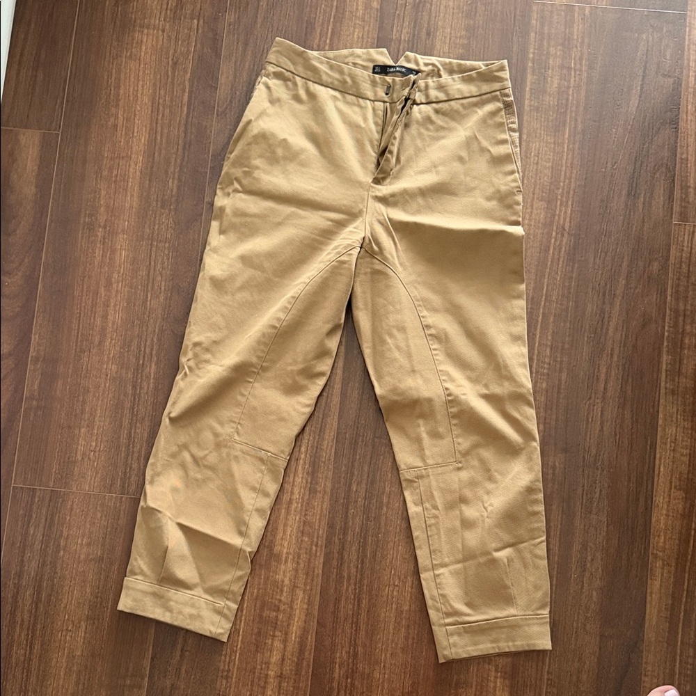 Zara women Khaki Straight-Leg Chinos